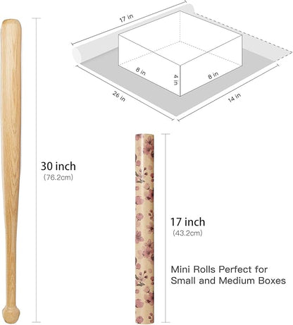 RUSPEPA Cherry Blossom Wrapping Paper Roll for Women Girls, Mini Roll, Pink Sakura Floral Kraft Gift Wrap Paper Perfect for Spring, Wedding, Birthday and Special Occasions, 17 Inches x 16.4 Feet