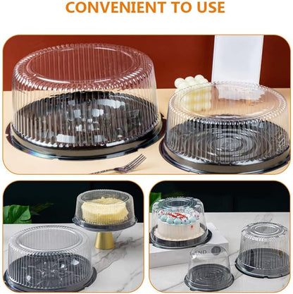 10-Pack Round Cake Stand & Dome - Clear Plastic Cupcake Stand, Cake Carrier & Box