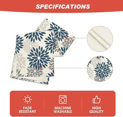 Artoid Mode Dahlia Aqua Floral Pinnata Flower Winter Table Runner, Seasonal Summer Holiday Kitchen Dining Table Decoration for Home Party Decor 13x36 Inch
