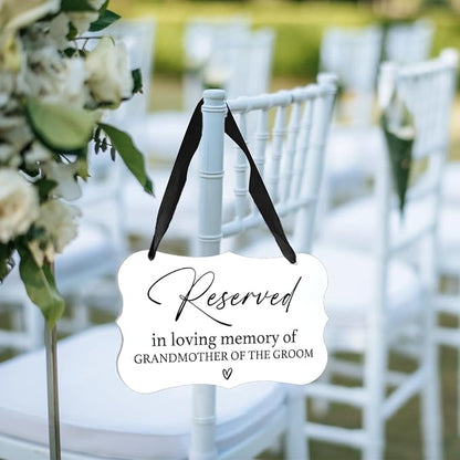 Acrylic Wedding Sign, Ring Bearer Sign, Reserved Seating Signs, for Grandmother of The Groom, Rustic Wedding Decor Signs, Acrylic Wall Art With Ribbon for Chairs Weddings Decor (White)
