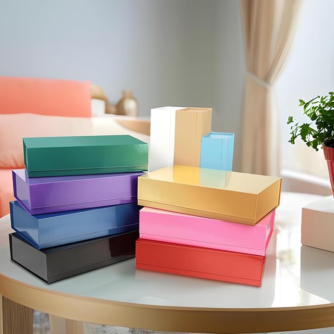 PACKHOME Extra Large Gift Box 17.5x11.3x4.3 Inches, Sturdy Shirt Box with Magnetic Lid for Clothes and Large Gifts (Glossy Gold)