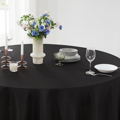 Round Tablecloth 120 Inch 10 Pack Black Tablecloths Washable Decorative Linen Polyester Table Clothes Cover for Dining Table Banquets Buffet Parties and Wedding