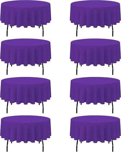 BRILLMAX 8 Pack Purple Round Tablecloths 90 Inch - Circle Bulk Linen Polyester Fabric Washable Table Cloth Cover for Wedding Reception Banquet Birthday Party Buffet Restaurant