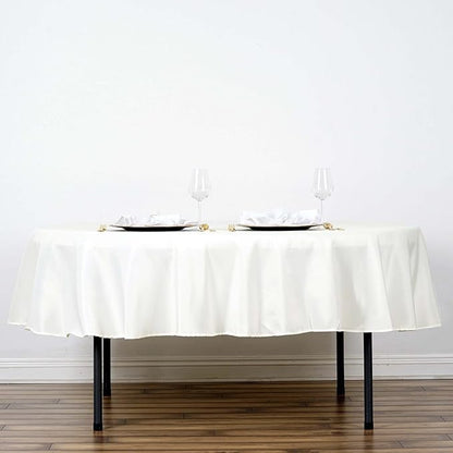 Efavormart Round Tablecloth, 90 Inch Stain & Wrinkle Resistant Washable Table Cloth, Decorative Polyester Fabric Table Cover for Banquet, Wedding, Dining- Ivory