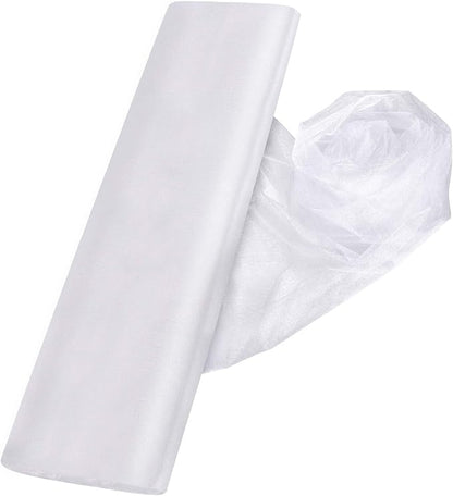 Crystal Organza Tulle Sheer Fabric Backdrop Curtains for Wedding Baby Shower Birthday Party Event Decor, 19” by 30 Yard (White)