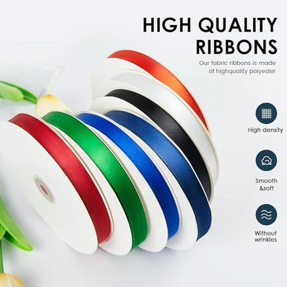 4 Inches x 25 Yards Polyester Satin Ribbon, Solid Color White Satin Ribbon for Crafts, Gift Wrapping, Hair Bows, Wedding Party Decoration, Bow Making (Black)