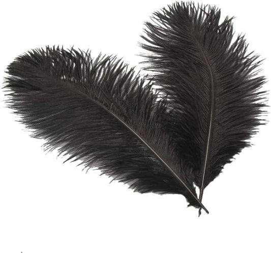 Sowder 8-10inch(20-25cm) Ostrich Feathers Plume for Wedding Centerpieces Home Decoration Pack of 10pcs(Black)