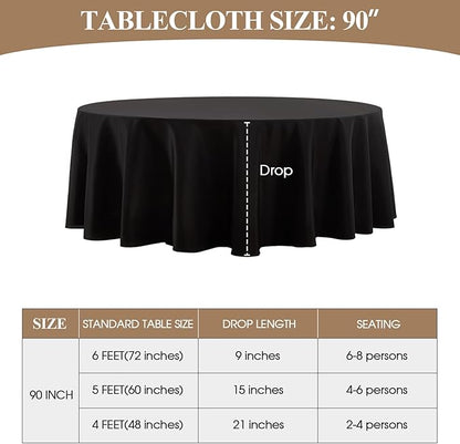 Round Tablecloth 10 Pack 90 Inch Black Tablecloths Washable Decorative Linen Polyester Table Clothes Cover for Dining Table Banquets Buffet Parties and Wedding