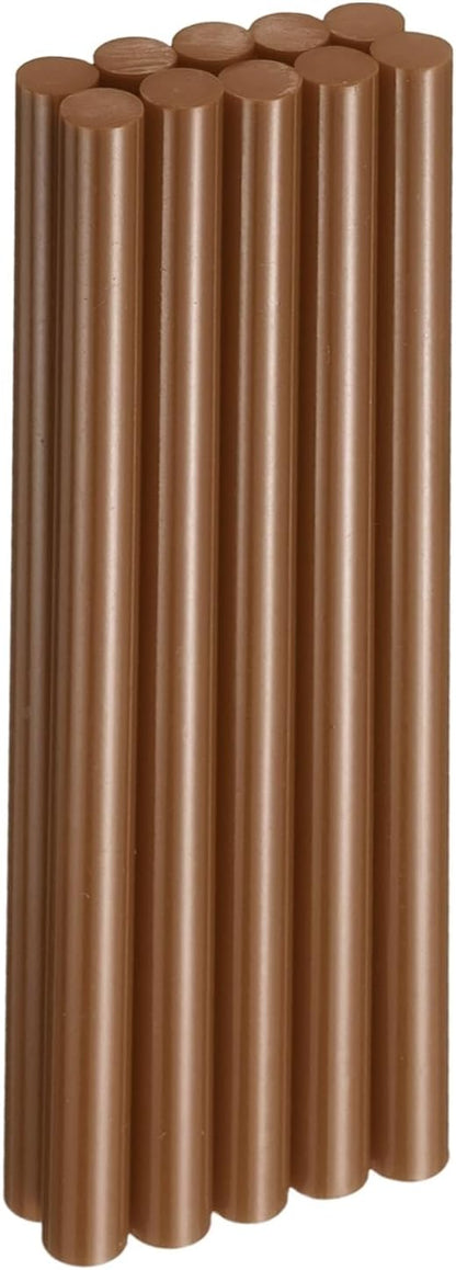 HARFINGTON 10pcs Hot Glue Sticks 0.43" Dia x 7.87" Long EVA Mini Hot Melt Adhesive Glue Stick for Hot Melt Gun Wood Plastic Glass Flowers Fabrics Foam, Brown
