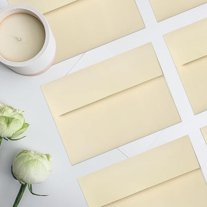 Ivory Blank Cards and Envelopes (Unfolded), Goefun 5x7 Flat Cream Cardstock and A7 Envelopes Self Seal 100 Pack for Wedding, Invitations, DIY Greeting Cardstock, Thank You Cards & All Occasion