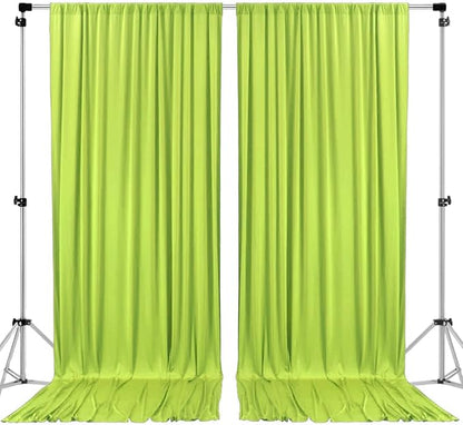 AK TRADING CO. 10 feet x 10 feet Light Green Polyester Backdrop Drapes Curtains Panels with Rod Pockets - Wedding Ceremony Party Home Window Decorations, 5FT x 10FT