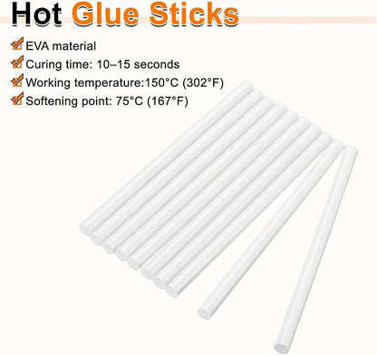 HARFINGTON 10pcs Hot Glue Sticks 0.43" Dia x 5.91" Long EVA Mini Hot Melt Adhesive Glue Stick for Hot Melt Gun Wood Plastic Glass Flowers Fabrics Foam, White