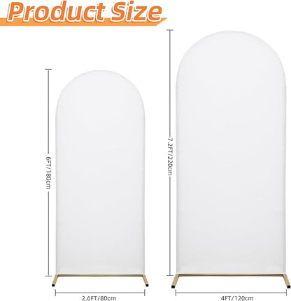 Wedding Arch Covers Arch Backdrop Cover Arch Stand Covers 7.2FT 6FT Set 2 Arch Cover Spandex Fabric Stretchy Backdrop for Wedding Birthday Party Decoration Baby Shower (White, Cover Only)