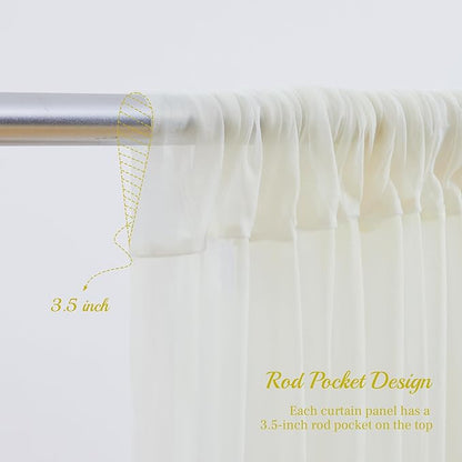 30×10ft Cream White Tulle Backdrop Curtain with Lights String for Parites, Sheer Photo Backdrop Curtains for Wedding Party Photography Background