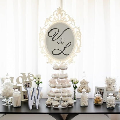 TONIFUL 8 Inch Silver Glitter Letter W Table Centerpiece A-Z Silver Birthday Party Decorations,Silver Alphabet W for Birthday,Chrismas,Graduation,Bridal Shower,Wedding,Anniversary Party Supplies
