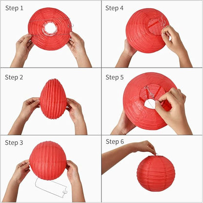 BEISHIDA Gold Round Paper Lanterns Decorative Hanging Chinese Japanese Paper Lanterns Lamp for Christmas New Years Birthday Wedding Baby Bridal Shower Home Decor Party Decoration（10 Packs）