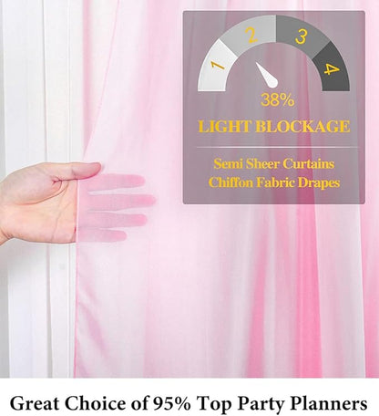 DUOBAO Pink Chiffon Backdrop Curtain-2 Panels 29x120-Inch Wedding Draping Beach Curtains for Living Room Polyester Voile Window Darpes Photography Backdrops for Party Ceremony (29''x120''x2pc)