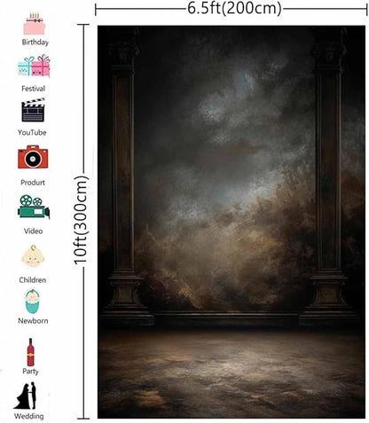 6.5x10ftDark Vintage Photography Backdrops Portrait Photo Backdrop Wedding Bridal Show Birthday Background for Studio Props