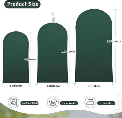 7.2FT Hunter Green Arch Cover - Polyester Fitted Wedding Arch Stand Covers Round Top Chiara Arch Backdrop Cover for Birthday Party Banquet Photo Background Decoration
