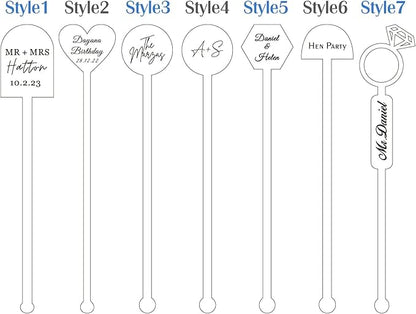 20Pcs Personalized Acrylic Stir Sticks,Custom Cocktail Swizzle Sticks Bar Drinks Mixing Rod for Coffee Whiskey Beverage,Perfect for Wedding,Birthday,Bachelorette,Bridal or Baby Shower,Corporate Event