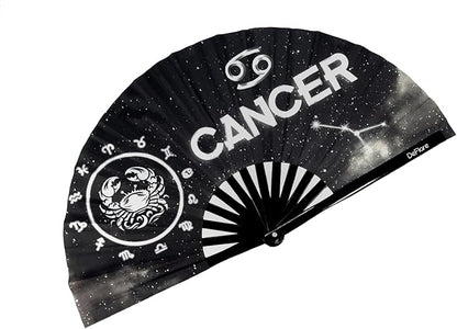 DeFlare | Cosmic Zodiac Rave Fan | Zodiac Sign Hand Fan | Astrology Rave Fan | Hand Fan | Large Rave Fan | Large Clacking Fan