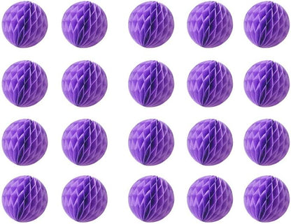 20pcs Honeycomb Decoration Paper Flower Balls Tissue Paper Pom Poms for Birthday Wedding Home Decor (3inch, Purple)