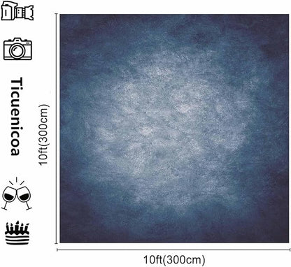 10x10ft Dark Blue Gradient Portrait Photo Backdrops Bright Center Abstract Photography Backdrop for Studio Photo Booth Prop Banner Decor Background