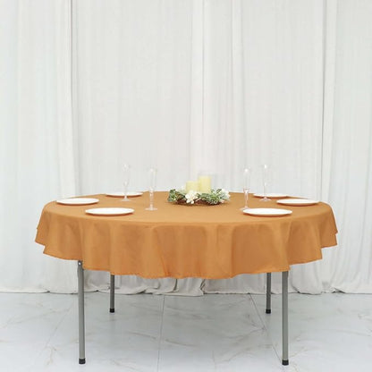 Efavormart Round Tablecloth, 70 Inch Stain & Wrinkle Resistant Washable Table Cloth, Decorative Polyester Fabric Table Cover for Banquet, Wedding, Dining- Gold