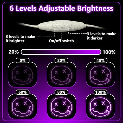 Smiley Face Neon Sign,Melting Smile Face LED Light Signs for Backdrop,Purple Wall Art Decor for Bar Bedroom Kids Room Party Decorations,Gift for Kids Teens Women USB Powered（11.8"*10.8"）
