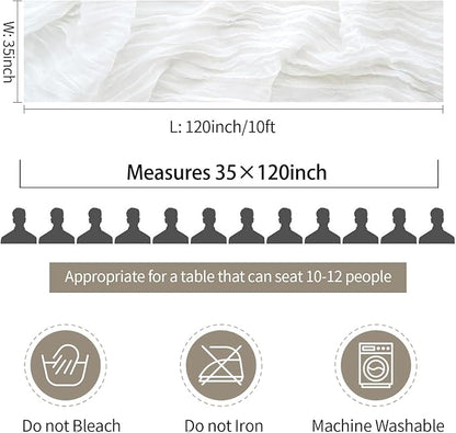 12 Pack White Cheesecloth Table Runner 10ft Gauze Runner Boho Ivory Cheese Cloth Table Runner for Wedding Bridal Shower Baby Shower Boho Table Decoration