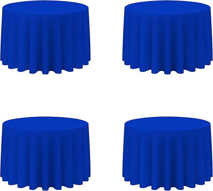 BRILLMAX 4 Pack Royal Blue Round Tablecloths 108 Inch - Circle Bulk Linen Polyester Fabric Washable Table Cloth Cover for Wedding Reception Banquet Birthday Party Buffet Restaurant