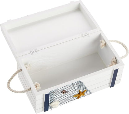 Juvale Nautical Wooden Jewelry Box Set - Jewelry Storage & Nautical Decor Boxes with Lids - Coastal Decor Table Centerpiece