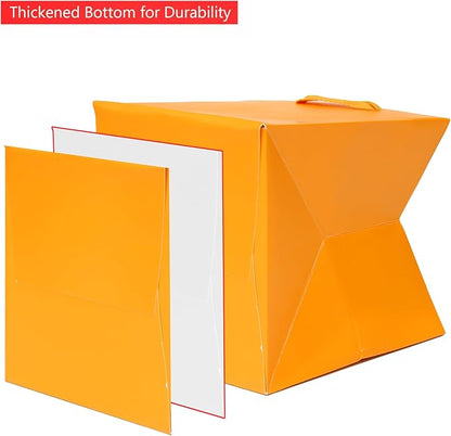 Orange Paper Gift Bag Small Square Bottom Kraft Paper Bags with Handles for Wedding Baby Shower Birthday Party (Orange, 8 x 8 x 8 in, 10 CT)