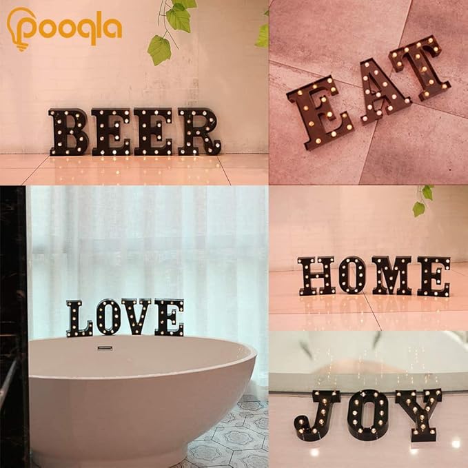 Light Up LED Letter Marquee Sign - Alphabet Marquee Letters with Lights For Wedding Birthday Party Christmas Night Light Lamp Home Bar Decoration B, Black
