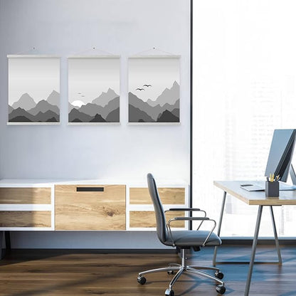 Magnetic Poster Hanger, 8x10 8x20 8x11 Poster Frame Wood Wooden Magnet Print Posters Dowel Scroll Hanger Hangers Hanging Kit for Walls Map Canvas Artwork (Grey, 8")
