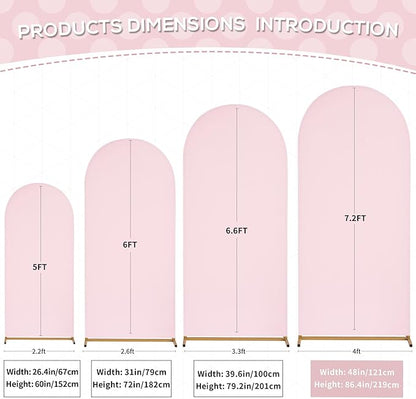 SoarDream 7.2FT Wedding Arch Cover Pink Spandex Fitted Wedding Arch Stand Covers Fitted for Round Top Chiara Arch Cover Fabric Stretchy Backdrop for Bridal Baby Shower Birthday Party Balloon Decor
