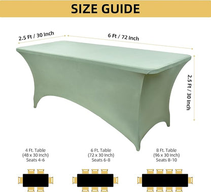 10-Pack 6ft Spandex Table Covers for Rectangle Standard Folding Tables - Wrinkle Resistant Stretch Tablecloths - Ultimate Fitted Table Protector for Parties, Banquet, Wedding