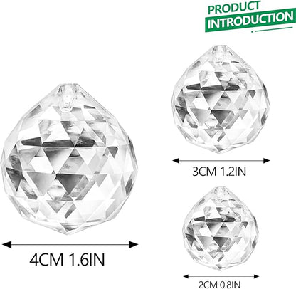 20mm/30mm/40mm Clear Crystal Balls Prism Sun Catcher for DIY Home Garden Wedding Party Decor, Pack of 13