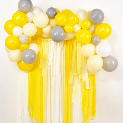 PartyWoo Light Yellow Crepe Paper Streamers 4pcs 328ft Pack of Pastel Pale Yellow Crepe Paper Streamers for Birthday Graduation Engagement Baby Shower Summer Sunflower Little Cutie Party Decorations