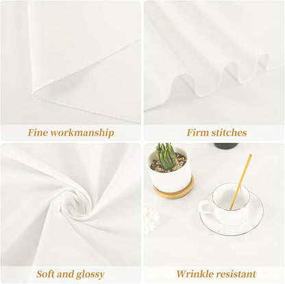 12 Pack Round Tablecloth 90 Inch - Ivory Polyester Table Cloth for Round Table, Premium Ivory Tableclothes Washable Fabric Table Cover for Wedding Party Banquet Restaurant Reception Dining