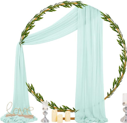 Socomi Wedding Arch Draping Fabric 29" x 20Ft 1 Panel Mint Green Sheer Outdoor Curtain Drapes Extra Long for Wedding Ceremony Birthday Party Decoration
