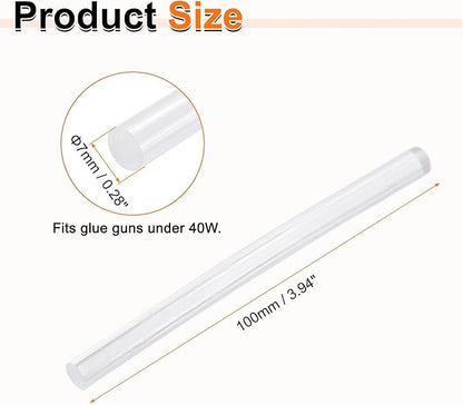 HARFINGTON 10pcs Hot Glue Sticks 0.28" Dia x 3.94" Long EVA Mini Hot Melt Adhesive Glue Stick for Hot Melt Gun Wood Plastic Glass Flowers Fabrics Foam, Clear