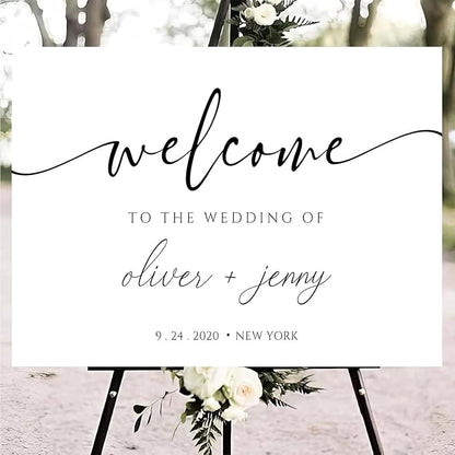 Generic Personalized Wedding Welcome Sign, Modern Minimalist, 18x27 inches, Plastic, Wedding Guestbook