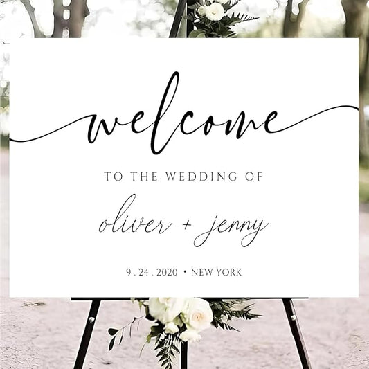 Generic Personalized Wedding Welcome Sign, Modern Minimalist, 18x27 inches, Plastic, Wedding Guestbook