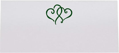 Linked Hearts Place Cards, Hunter Green (Choose Color), Set of 150, Pre-cut and Scored - Wedding, Party, Dinner, and Special Events - Made in the USA