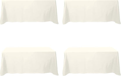 BRILLMAX 4 Pack Ivory Tablecloths for 6 Foot Rectangle Tables 90 x 132 Inch - 6ft Rectangular Bulk Linen Polyester Fabric Washable Cloth Cover for Wedding Reception Banquet Birthday Party