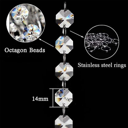 Crystal Acrylic Gems Bead Garland Strands, KinHom 16 Feet Hanging Clear 14mm Daimond Beads Chain Garlands for Manzanita Tree Centerpiece, Chandelier Bead Lamp Chain, Christmas/Wedding Party Decoration