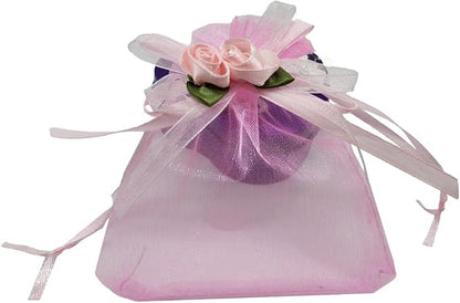 Ankirol 50pcs Sheer Organza Favor Bags For Wedding 3.8x4.8'' Gift Bags Samples Display Drawstring Rose Pouches (pink)
