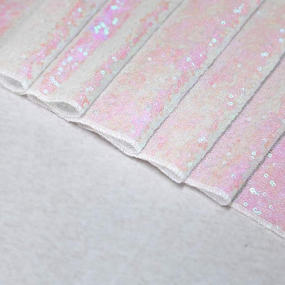 White Iridescent Sequin Table Runners 10 Packs 12x72 Inches Glitter Sparkly Table Runner for Birthday Wedding Party Baby Shower Event Decorations