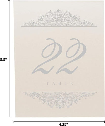 Paisley Wedding Table Numbers (Select Color/Quantity), Champagne, Silver, 1-75, Double Sided, Tent or Use in a Stand, Great for Parties & Restaurants - Made in the USA